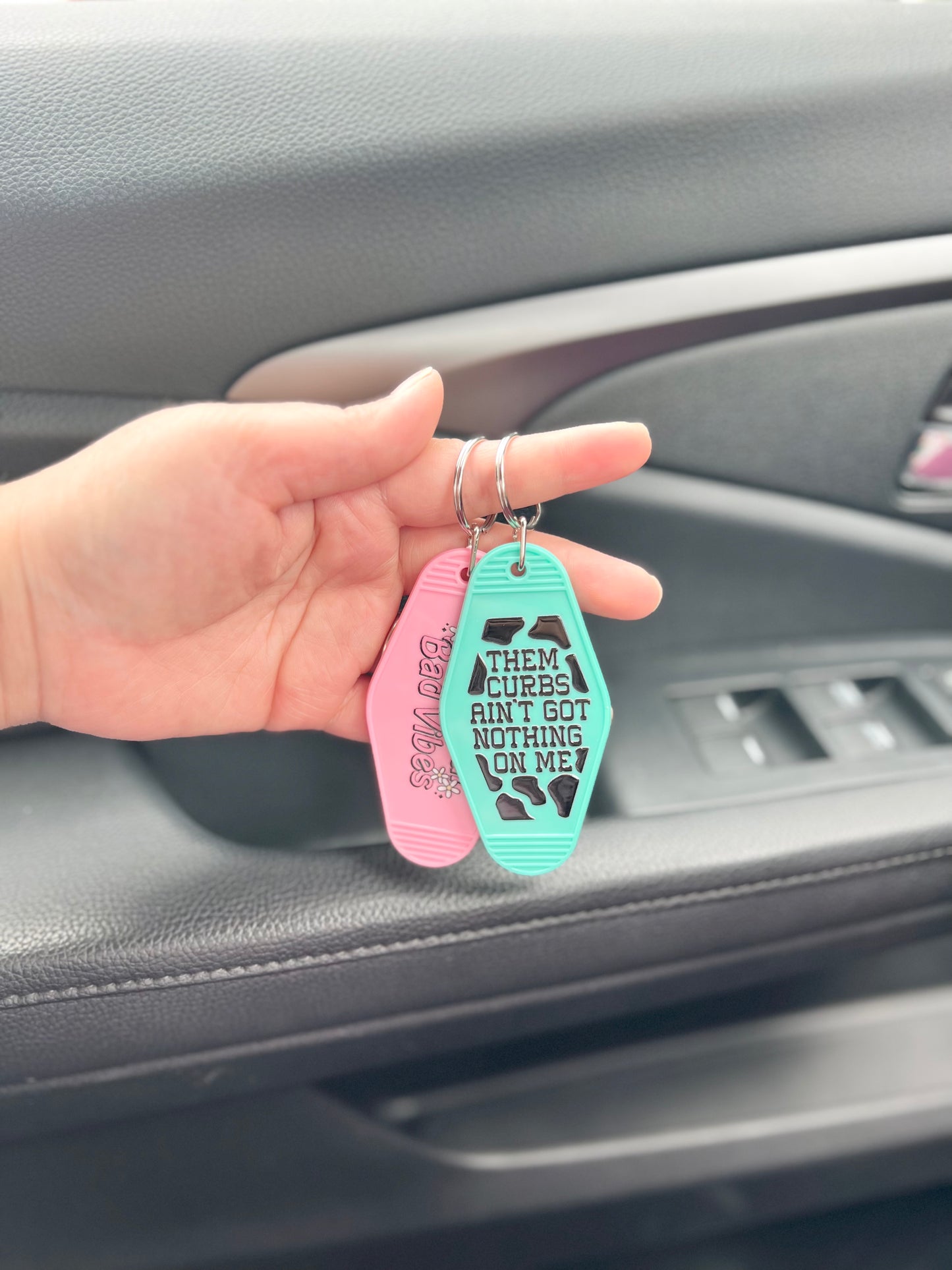 Them curbs ain’t got nothing on me retro keychain with stainless steel key ring