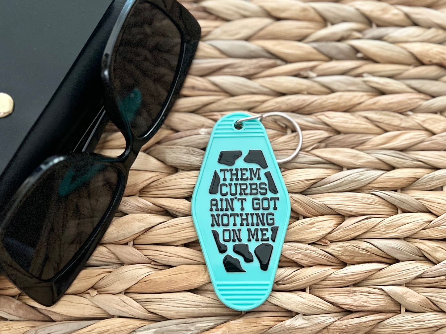 Them curbs ain’t got nothing on me retro keychain with stainless steel key ring