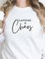 Caffeine and chaos crewneck sweatshirt.  Perfect for everyday wear.Trendy and minimalistic styles. Unisex sizing.